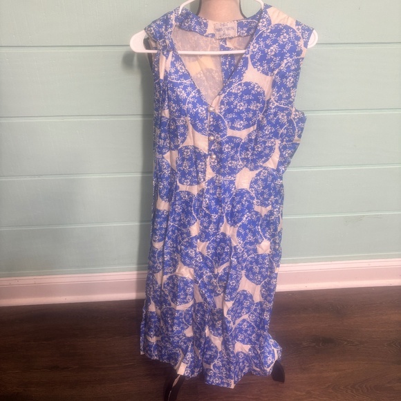 Vogue Dresses & Skirts - Vintage Vogue Paris Original Blue White Floral Maxi Dress Sleeveless Boho Summer